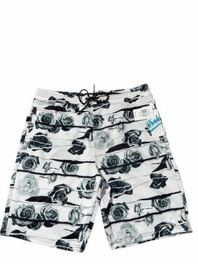 NWT fresh White and Black Rose Print Men’s Swim Board Shorts